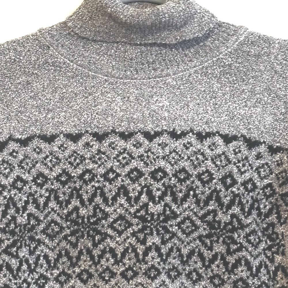 Vintage Fair Isle Tight Knit  Turtleneck Sweater Brown Black Accents Medium Size - Picture 3 of 7